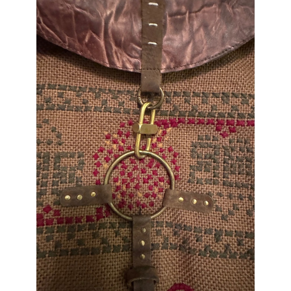 Free People We The Free Talia Bag – Distressed Brown Boho Jute & Leather Hobo - Picture 4 of 11